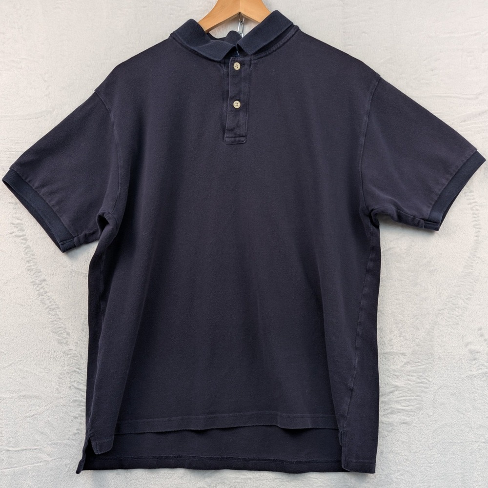 VTG J. Crew Polo Shirt Men's Large Navy Blue Pique Cotton Preppy Old Money 90s